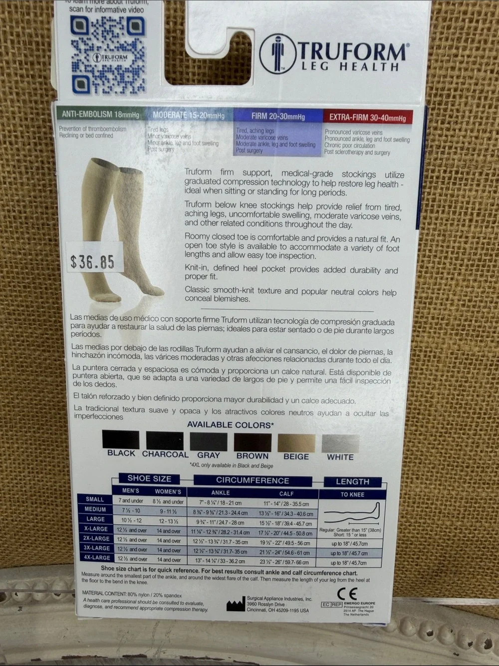Truform Medical Compression Knee-High Socks - Beige (Unisex)